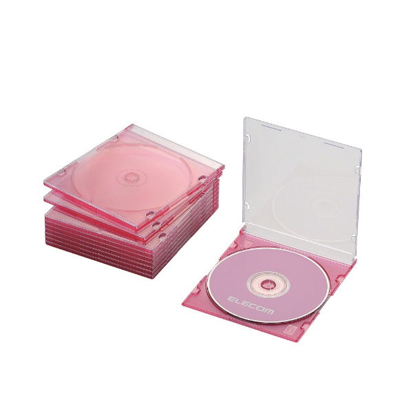 Blu-ray DVD CD対応 スリムケース 1枚収納×10 クリアピンク CCD-JSCS10CPN