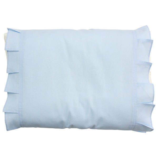 ひも付きフリルピロケース　綿100%　枕のサイズは35×50ｃｍ～43×63ｃｍの枕に対応 サックス MNP4501-76